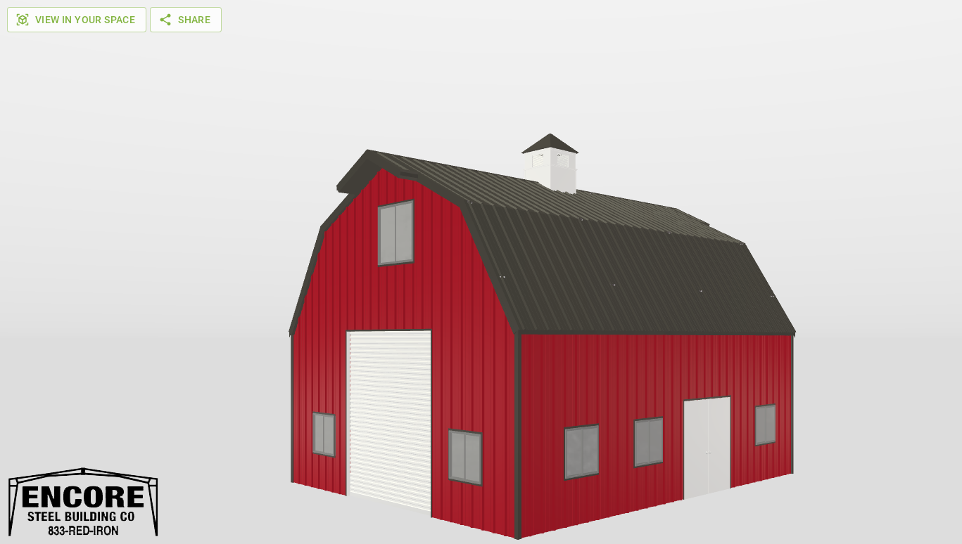 Perspective View Gambrel 26'X32'X11-tall