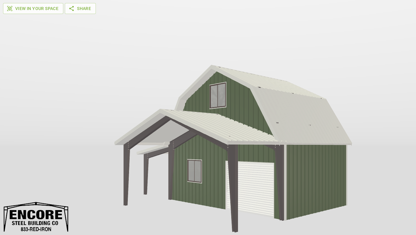 Perspective View Gambrel 28'X18'X10-tall